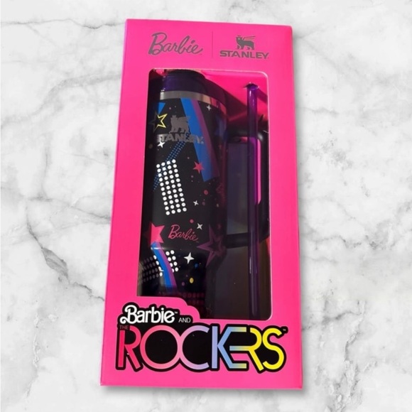 STANLEY x BARBIE 65th Anniversary 80’ ROCKERS Quencher 40oz & Barbie Rocker doll - Picture 5 of 16